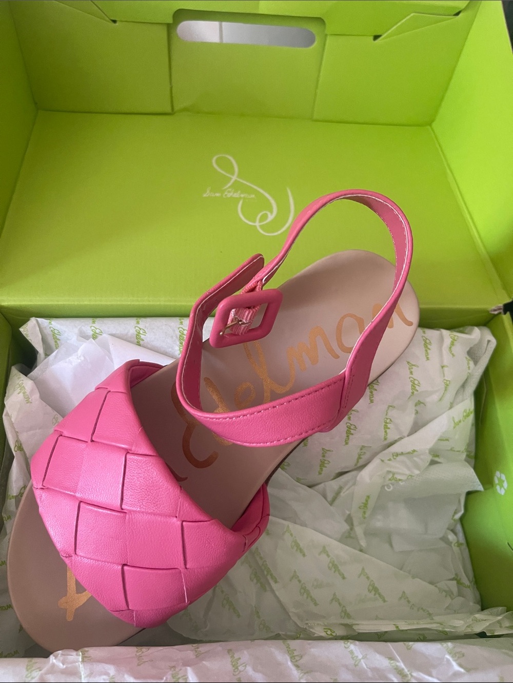 Sam Edelman Hot Pink Woven Ankle-Strap Sandal